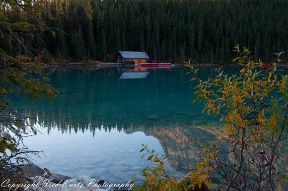 Canoe shed.  Lake Louise hotel in Banff NP. A lberta.